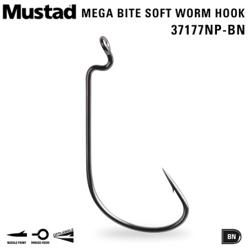 Mustad Mega Bite 37177NP-BN | Soft Worm Hook