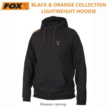 Fox Collection Black &amp; Orange Lightweight Hoodie