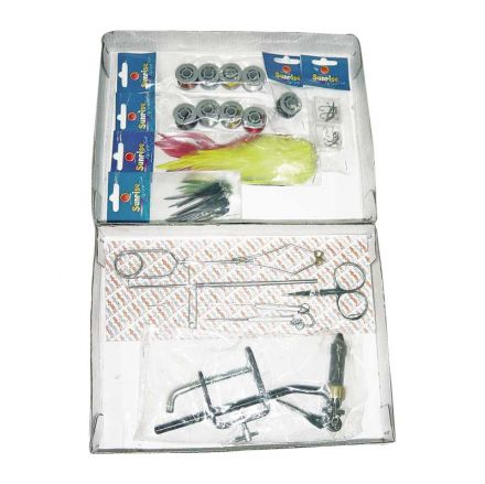 set for fly fishing with materials
