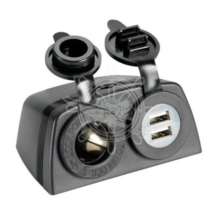 lighter plug + double USB + body for flat mounting