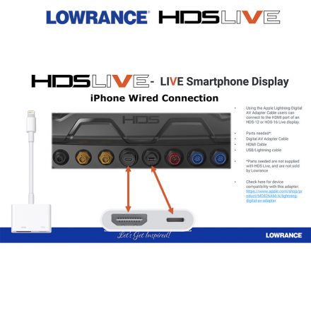 Lowrance HDS LIVE кабелна връзка с iPhone