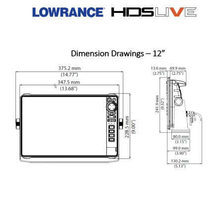 Lowrance HDS 12 LIVE размери