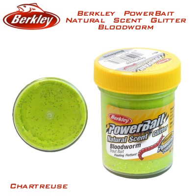 Berkley PowerBait Natural Scent Glitter Bloodworm Chartreuse