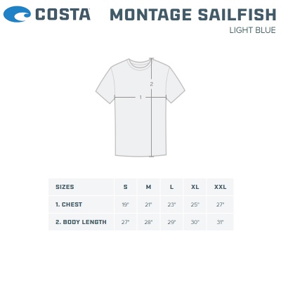 Costa Montage Sailfish SS | Size Chart