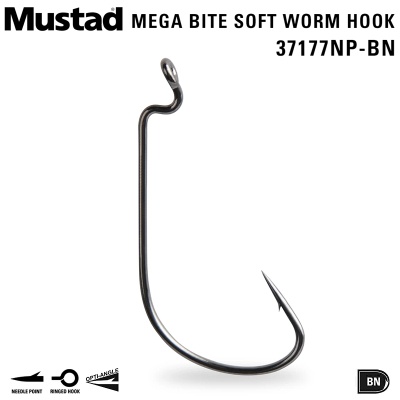 Mustad Mega Bite Soft Worm Hook 37177NP-BN
