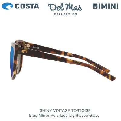 Costa Bimini Sunglasses | Shiny Vintage Tortoise | Blue Mirror 580G | BIM 241 OBMGLP