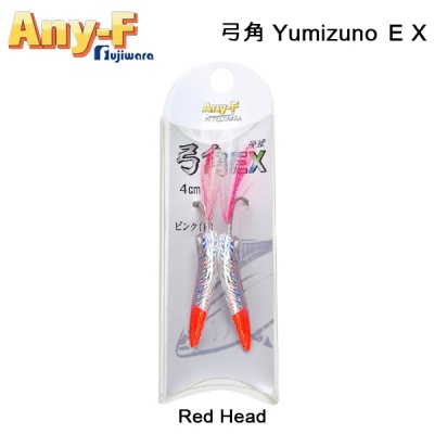 Fujiwara Any-F Yumizuno 弓角 EX 4cm | Тролинг джиг - нокът | Red Head