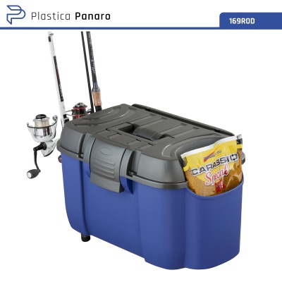 Куфар-стол с поставка за въдици Plastica Panaro 169 ROD | Страничен джоб