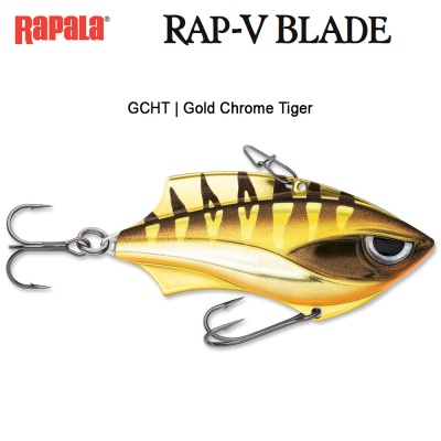 Rapala Rap-V Blade | Blade Bait - Lipless Crankbait Hybrid | Gold Chrome Tiger GCHT