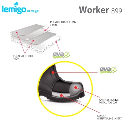Lemigo Worker 899 Black | EVA Safety Boots | Anti-corrosive metal toe cap