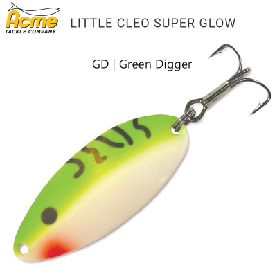 Acme Little Cleo Super Glow Spinning Spoon | Color GD | Green Digger