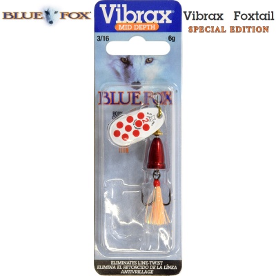 Blue Fox Vibrax Foxtail | Special Edition White | Red Dots | Red
