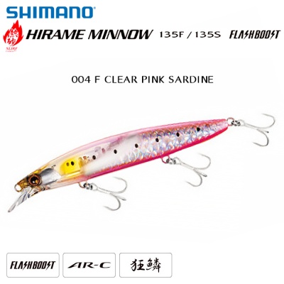 Shimano Hirame Minnow 135F Flash Boost | 004 F CLEAR PINK SARDINE