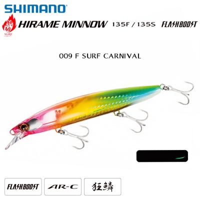 Shimano Hirame Minnow 135F Flash Boost | 009 F SURF CARNIVAL