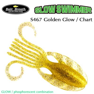 Силиконова примамка Bait Breath Slow Swimmer S467 Golden Glow Chart