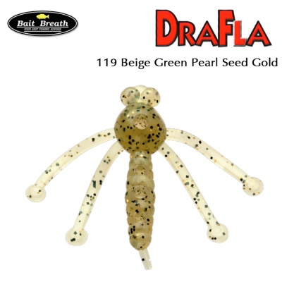 Силиконова примамка Bait Breath DraFla #119 Beige Green Pearl Seed Gold