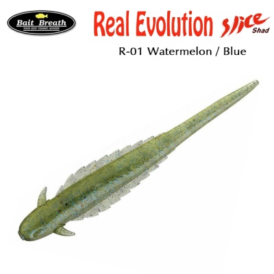 Силиконова змиорка Bait Breath Real Evolution R-01 Watermelon / Blue