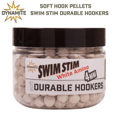 Dynamite Baits Swim Stim Durable Hookers | Soft Hook Pellets 4mm | White Amino