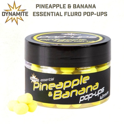 Плуващи топчета Dynamite Baits Pineapple & Banana Essential Fluro Pop-ups 12mm | DY1616
