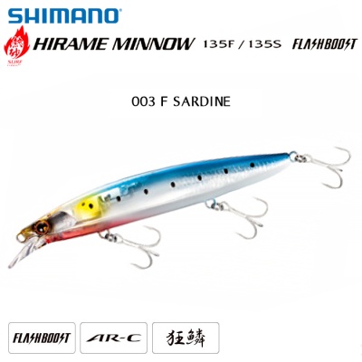 Shimano Hirame Minnow 135F Flash Boost | 003 F SARDINE