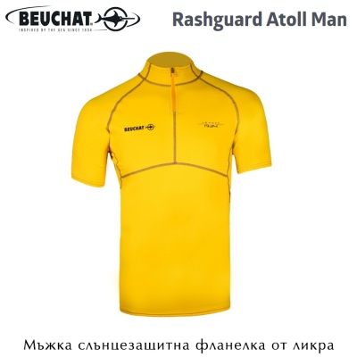 Мъжка фланелка ликра Beuchat Rashguard ATOLL Man | Къс ръкав | Жълт цвят