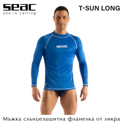 Мъжка слънцезащитна фланелка от ликра Seac Sub T-Sun Long Man Blue | Дълъг ръкав | Син цвят