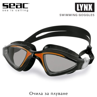 Seac Sub Lynx Swimming Goggles | Black and orange | Dark lenses