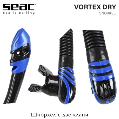 Seac Sub Vortex Dry | Snorkel with Valve & Dry-Top | Black / Blue