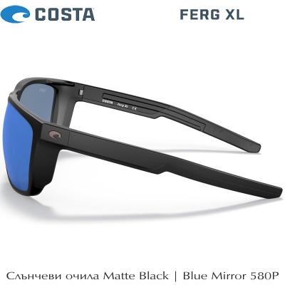 Очки Costa Ferg XL | матовый черный | Голубое зеркало 580P