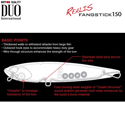 Повърхностен пенсил воблер DUO Realis Fang Stick 150 | Структура