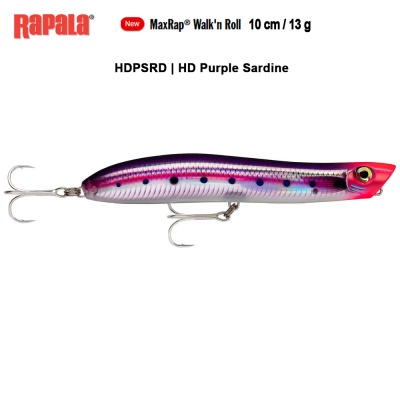 Rapala MaxRap Walk'n Roll 10cm | HDPSRD | HD Purple Sardine