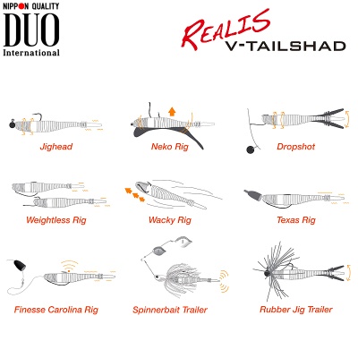 DUO Realis V-Tail Shad | Видове монтажи