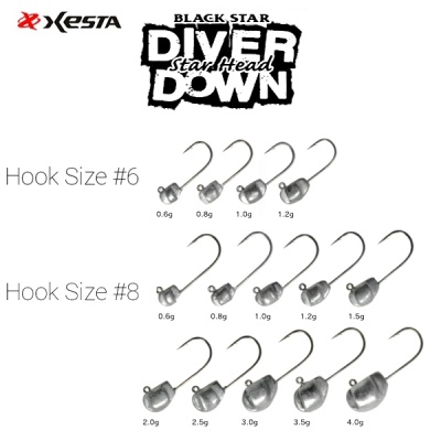 Xesta Black Star Head Diver Down | Size Line Up