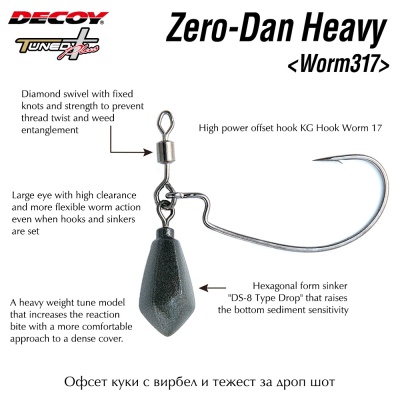 Decoy Zero Dan Heavy Worm 317 | Offset Hooks with Hex Lead and Swivel