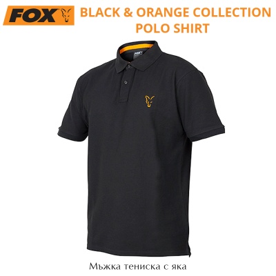 Fox Collection Черно-оранжевая рубашка поло | футболка с воротником