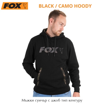 Толстовка с капюшоном Fox Black/Camo | Фуфайка