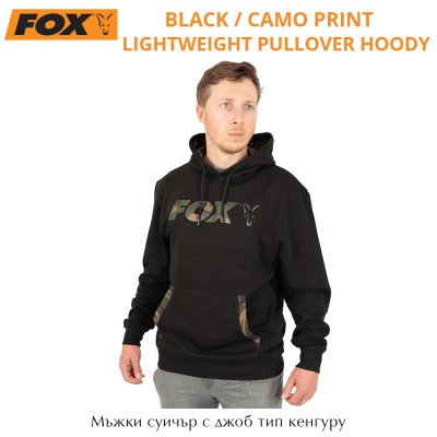 Fox Lightweight Black / Camo Print Pullover Hoody