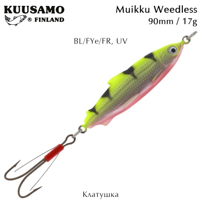 Kuusamo Muikku Weedless | 90mm 17g | BL/FYe/FR, UV