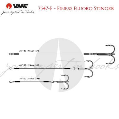 Монтаж с тройка за риболов на сладководни хищници с меки примамки VMC 7547 Finess Fluoro Stinger