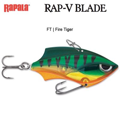 Rapala Rap-V Blade | Blade Bait - Lipless Crankbait Hybrid | FT Fire Tiger