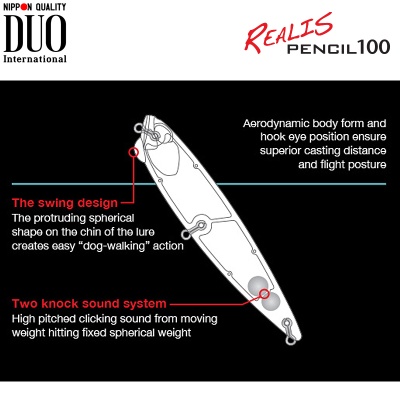 Повърхностен пенсил воблер DUO Realis Pencil 100 | Структура