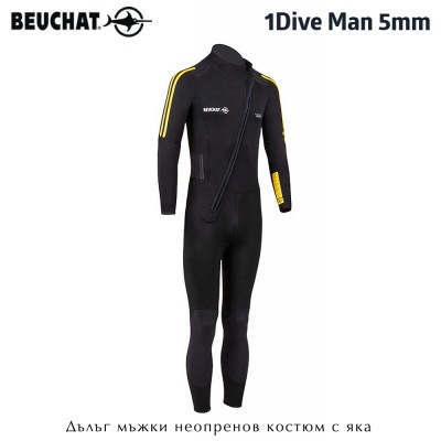Beuchat 1Dive Man 5mm | One piece neoprene suit with collar