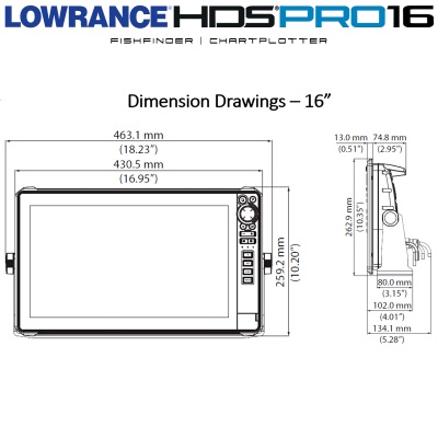 Lowrance HDS PRO 16 + Probe 3-в-1 Active Imaging HD