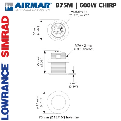 Airmar B75M + M&M Cable | 600W сонда + кабел