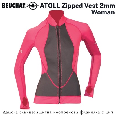 Beuchat ATOLL Pink Zipped Vest Woman 2mm | Snorkeling UV protection