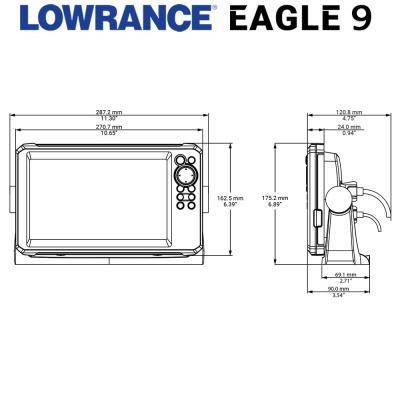 Lowrance EAGLE 9 | 50/200 HDI | Размери